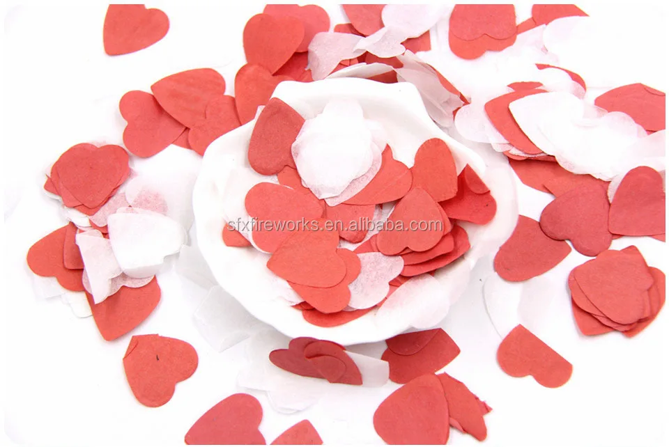 Red & Cream Heart Wedding Confetti ❤ Party Table Decorations ❤ Biodegradable ❤