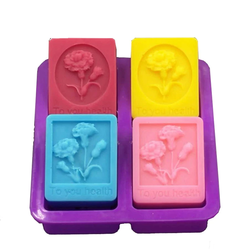 

Custom 4 Cavity Carnation Cake Molds DIY Flower silicone mold soap molds, Purple