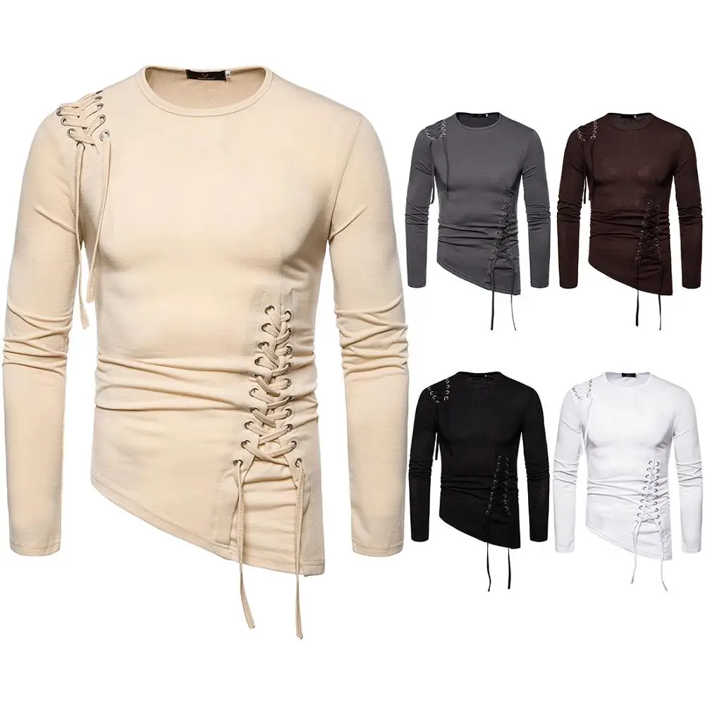 

Men's Autumn Clothes New Fashion and Irregular Design Long Sleeve T-shirt, 5 colors