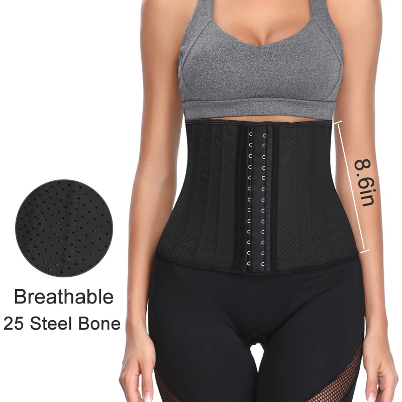 

Wechery Xxs Nude Workout Breathable Waist Trimmer Belt Fajas De Mujeres Corset Latex Short Torso Waist Trainer 25 Steel Bone, Blackskin