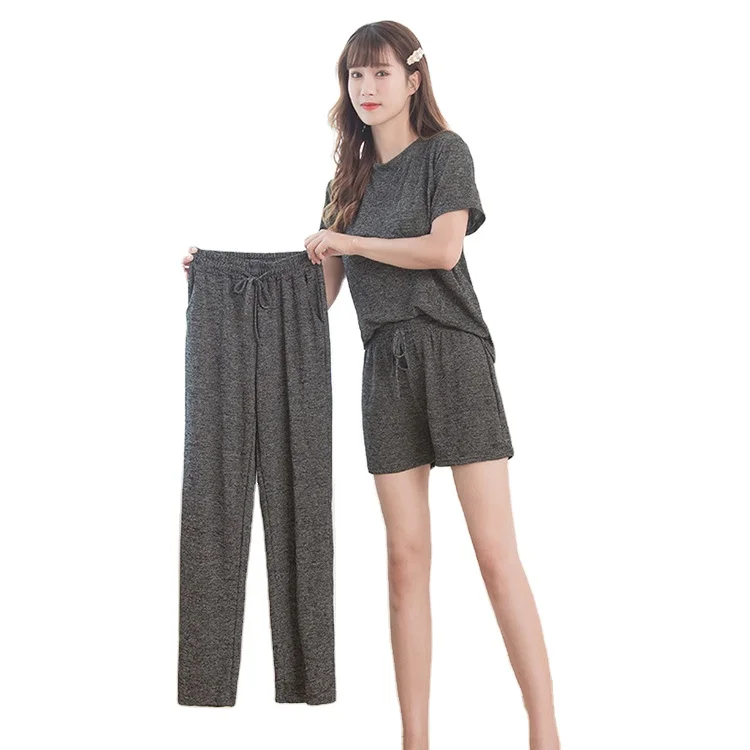 

new design wholesale summer autumn fashion girls sleepwear pajamas set 3 pieces for women, 8 colors