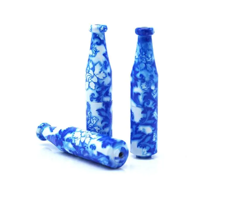 

78mm Metal Smoke Pipe Blue and white Porcelain Aluminum Alloy Tobacco Pipe, As pic