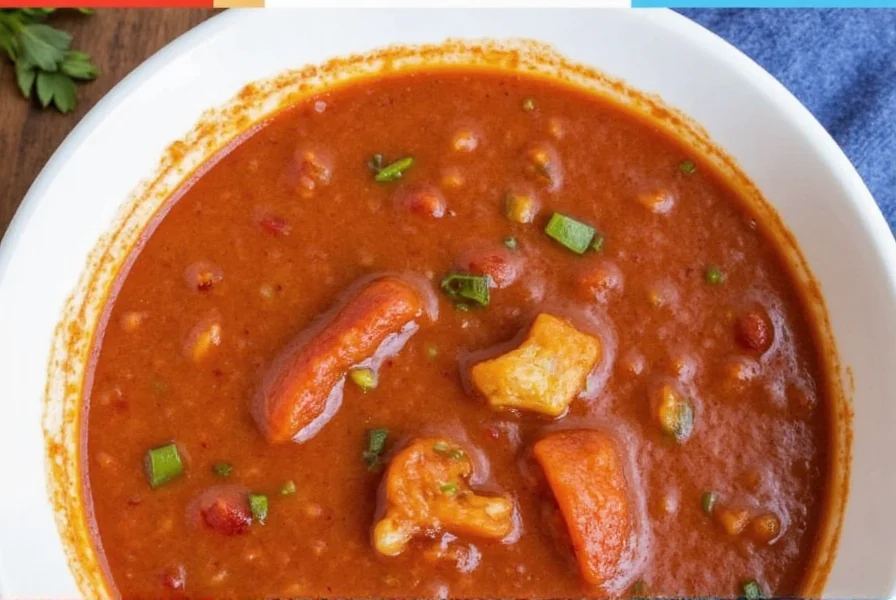 Finished stew topped with sofrito