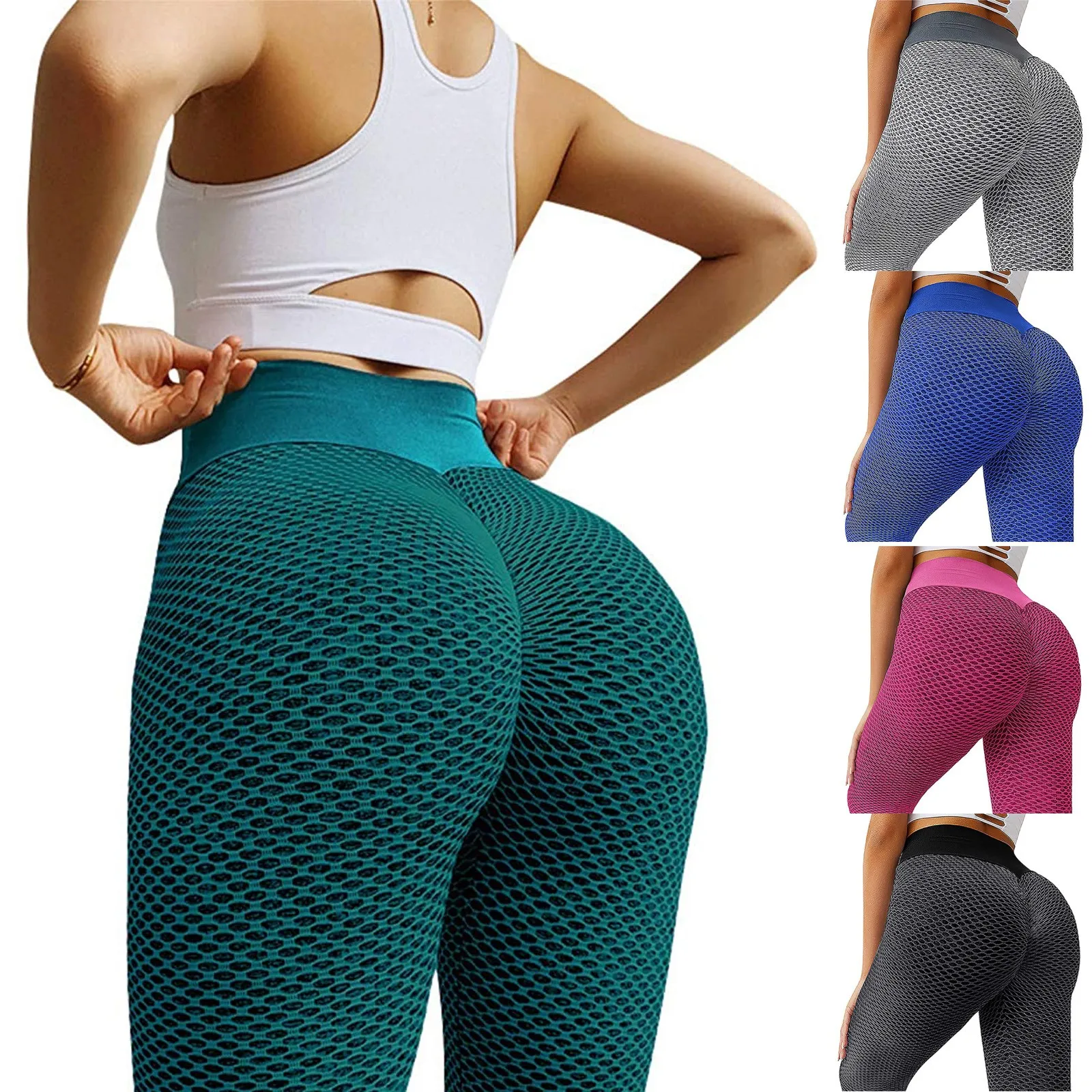 

Fashion Patchwork Print High Waist Elastic Push Up Polyester Leggings Seamless Fitness Women Yoga Leggings, As pictures