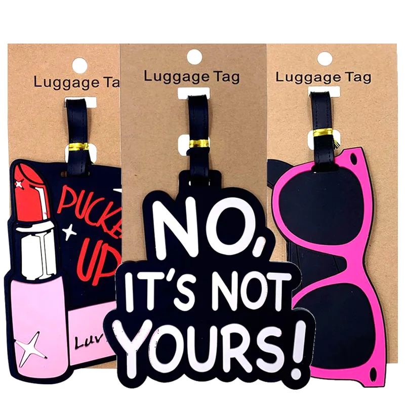 

Lipstick Letter Luggage Tags Suitcase Holder Travel Accessories ID Addres Silicon tage for cartoon Label Baggage Boarding