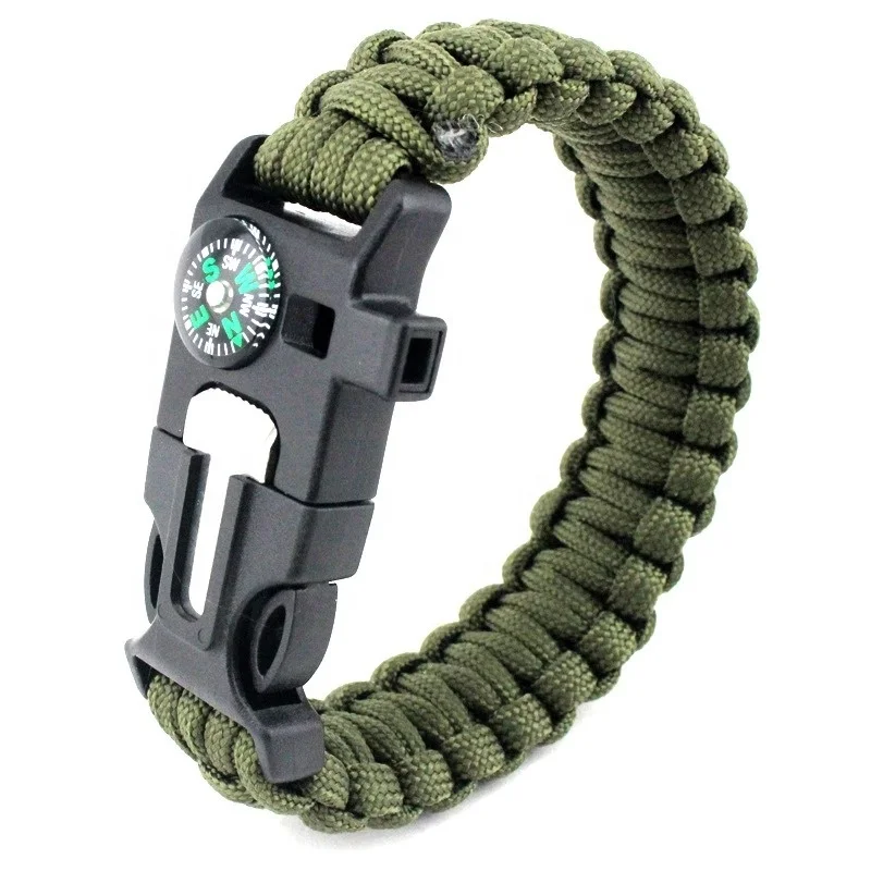 

Mens Outdoor Camping Survival Gear Kit Paracord Survival Bracelet With Compass, Fire Starter, Knife, Whistle, Many colors available