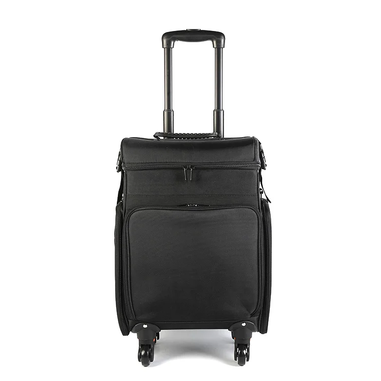 

Wholesale Price Black Classic Oxford Cloth Artist Luggage Bags Nail Polish Vanity Box Cosmetic Suitcase Makeup Trolley Cases, As show