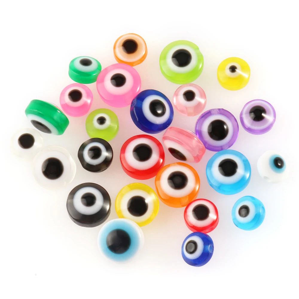 

Wholesale 6/8/10mm Handmade Flat Round Evil Acrylic Eye Loose Beads for For Jewelry Making Bracelet Necklace