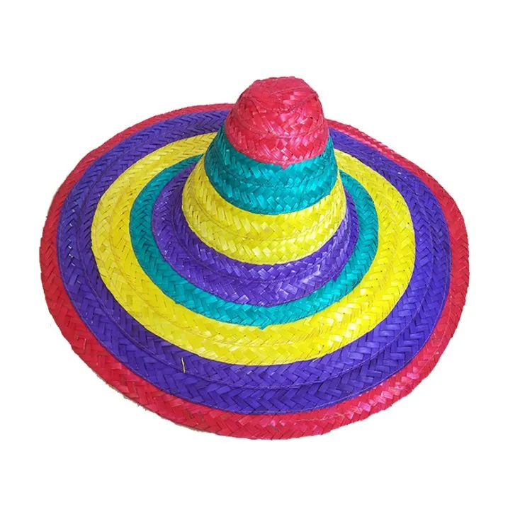 Natural Straw Party Performance Adult Male Colored Mexico Sombrero ...