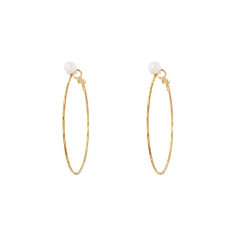 

Ins Trendy Jewelry Simple 18K Gold Big Hoop Earrings Simple Pearl Circle Round Gold Hoop Earrings, Silver gold
