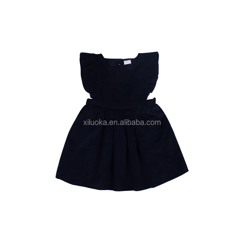 

New Design Newborn Wholesale Kids Clothes Fall Black Corduroy Dresses, Picture