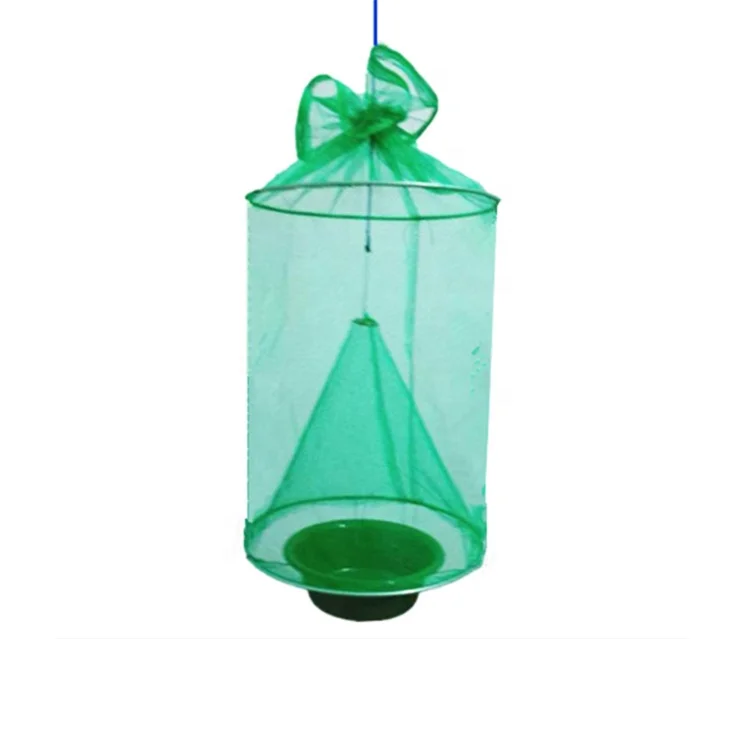 

Eco-friendly Reusable Hanging with Flies Bait Station mosquito Flycatcher Folding Fly Trap Net Fly Catcher, Green