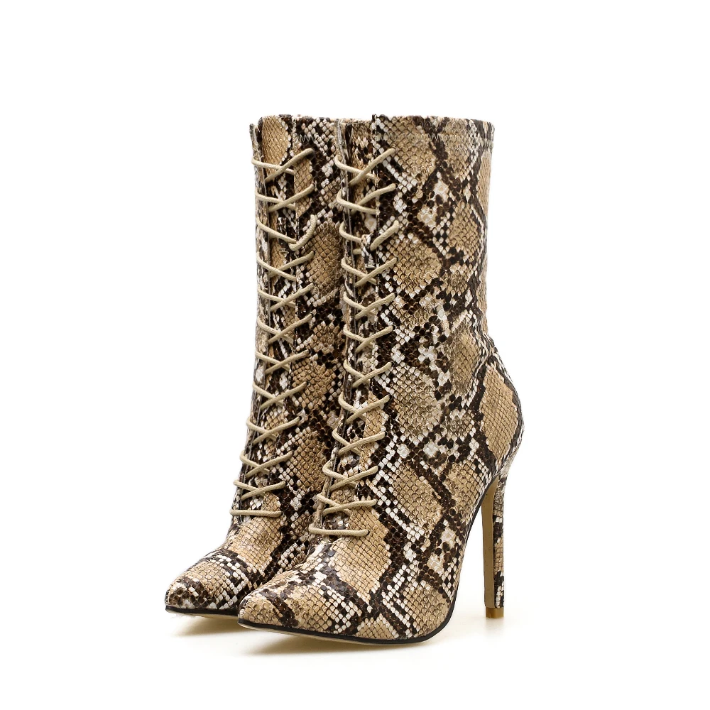 

Hot Sale Sexy Women Boots Serpentin Stiletto High Heel Shoes Women Pumps Snakeskin Heeled