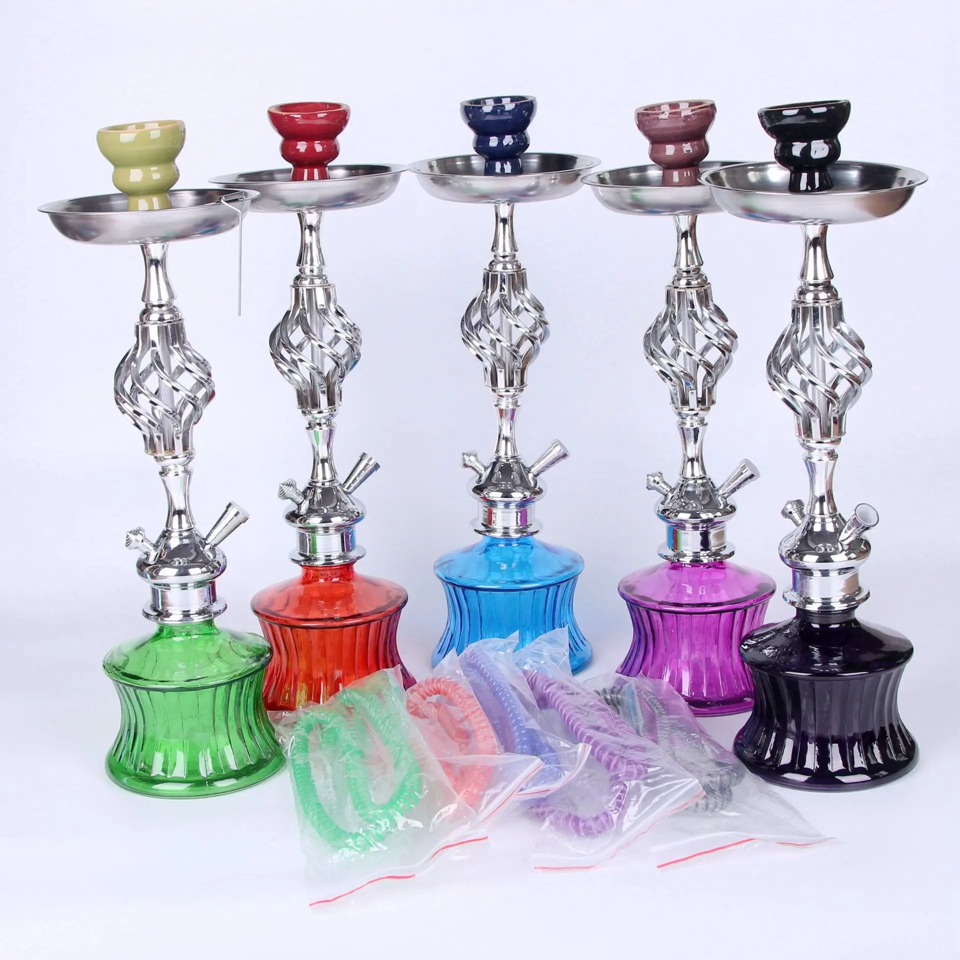 

Wholesale medium metal Arabic hookah multicolor portable travel glass Hookah Shisha, As picture