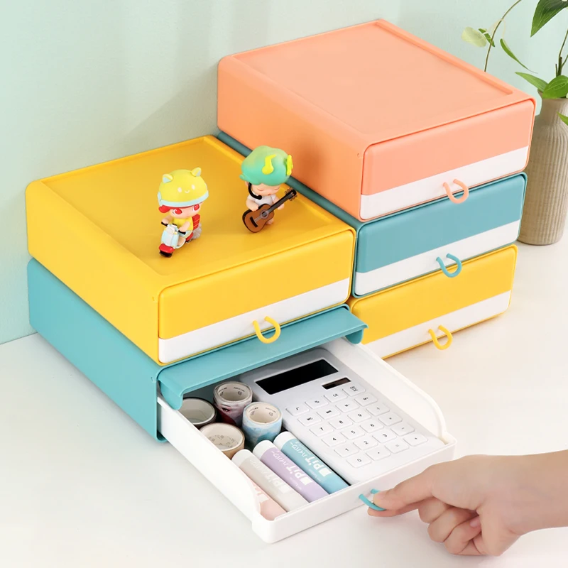 

2021 Office Accessories Plastic Organizer Cable Protection Storage Boxes Phone Stationery Keeper Table Desk Clean Drawer, Pink\green\yellow