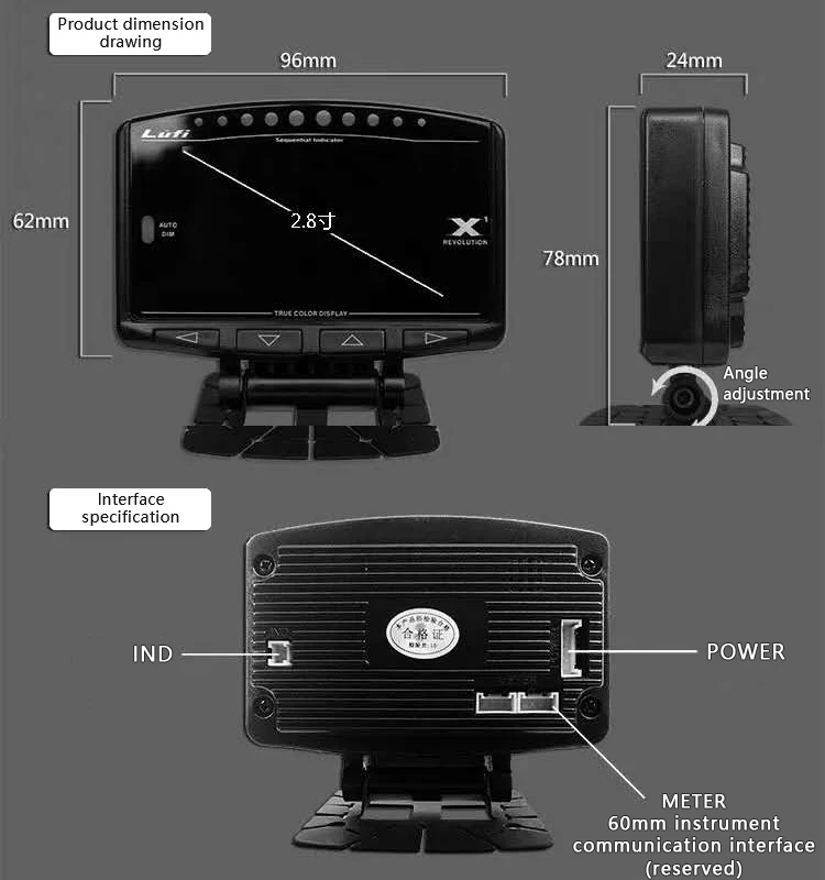 Navihua Obdx1 Car Smart Upgrade X1 Multifunction Digital Gaugge Meter