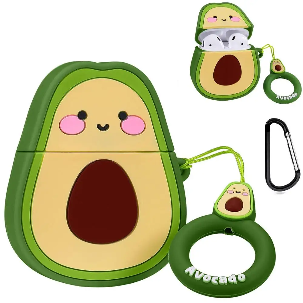 

Avocado Soft Silicone Cover Case For Apple AirPod With Finger Ring