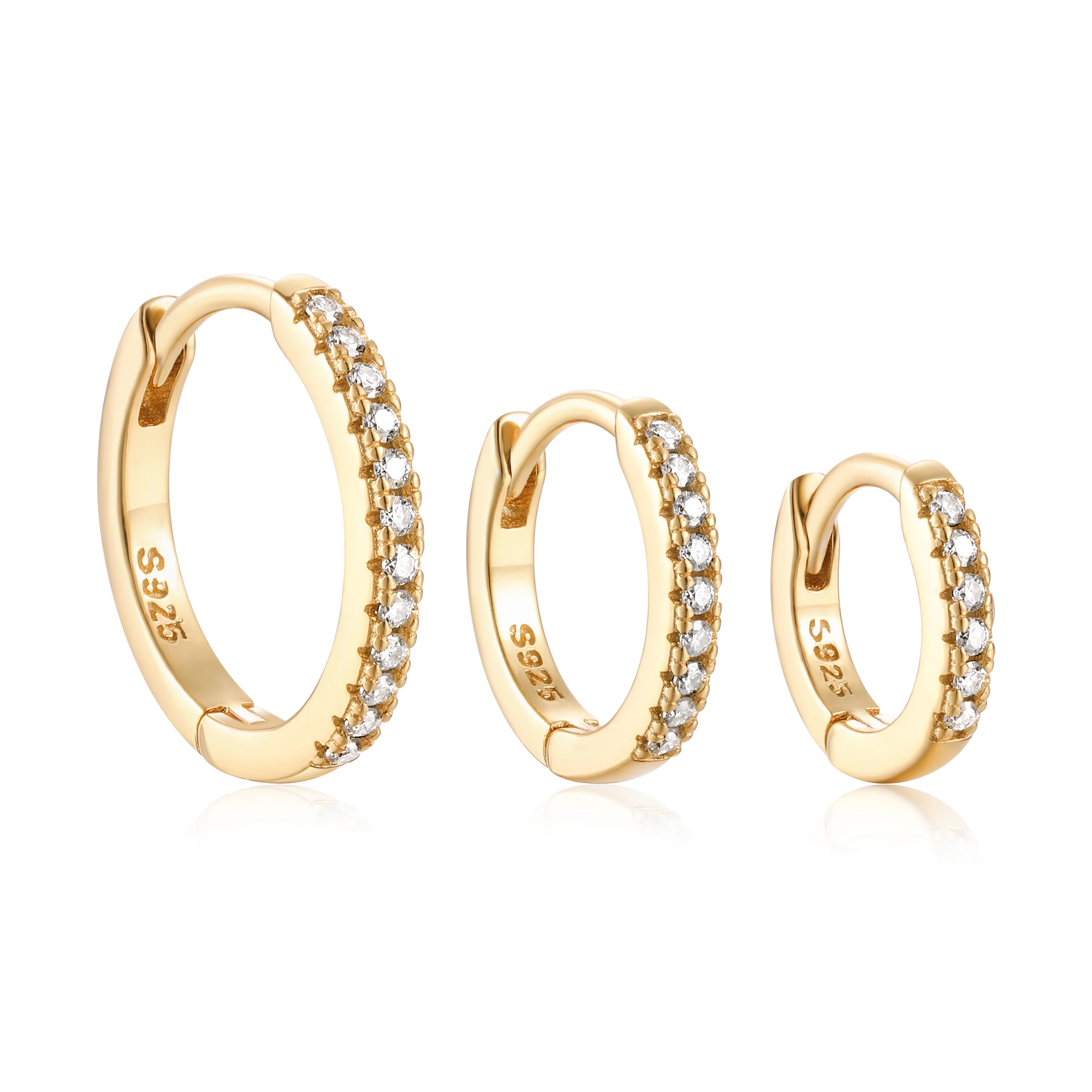 

Custom Fine 18K Gold Plated Hypoallergenic Chunky Women 925 Sterling Silver Designer Large Wholesale Diamond Hoop Earrings