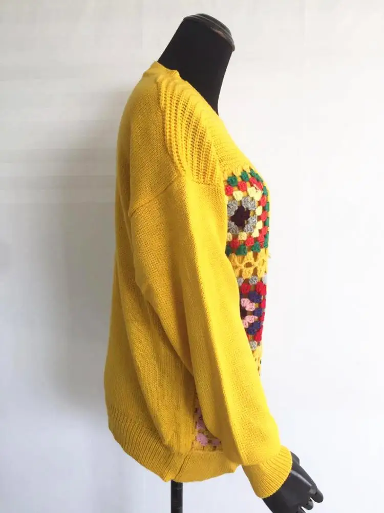 
Hand Knitting woman pullover Square Crochet Pattern sweater 