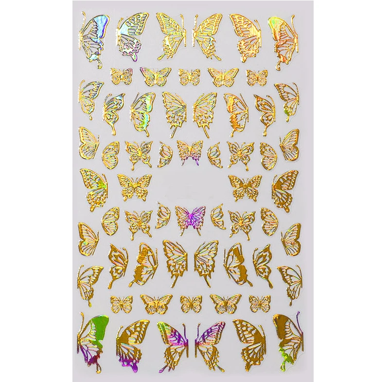 

Hot sell DIY shining butterfly nail decals laser manicure decoration art design butterfly polish nail sticker