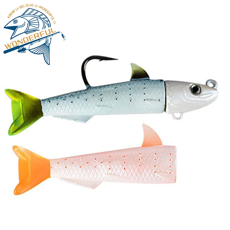 

Factory In Stock 10g 25g PVC Plastic Lifelike Artificial Big Game T Tail Soft Jigging Lead Head Lure For Boat Fishing