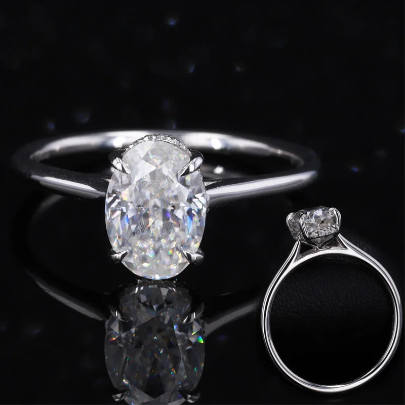 

2020 Fashion Jewelry Pt950 8.5*6mm Oval Shape brilliant Cut Moissanite Ring