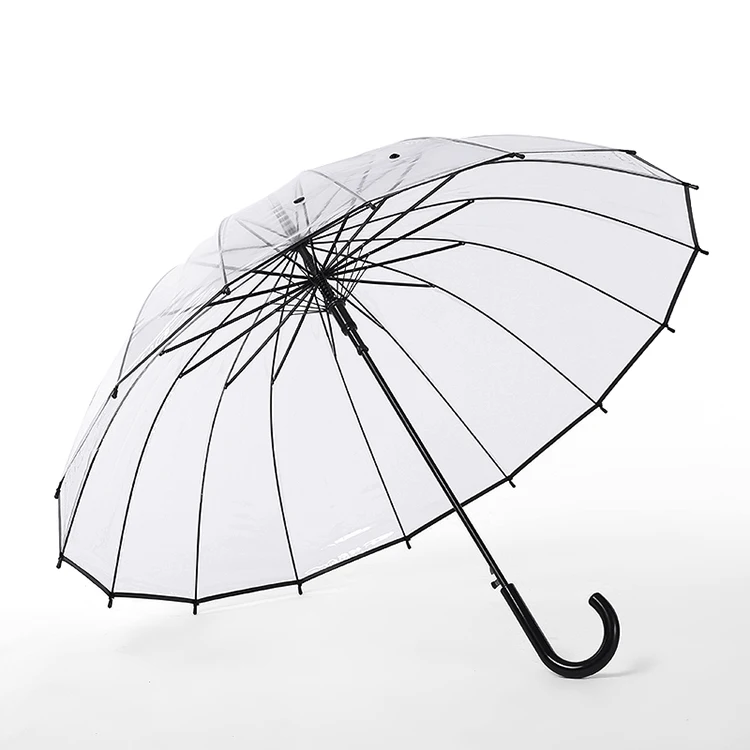 

Hot Sale Custom Logo Dome Shape POE Clear Transparent Plastic Umbrella