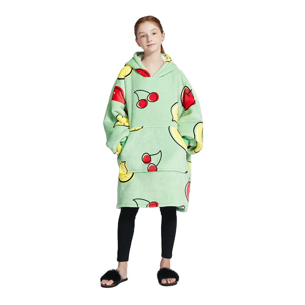 

Funny and warmly girls oversized flannel sherpa fleece blanket pullover hoodies