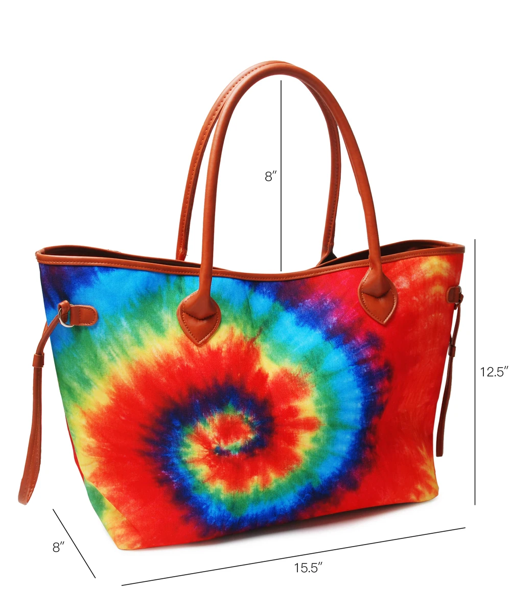 

Custom Tie Dye Sunflower Women Summer Beach Canvas Bag Weekender Shopping Tote Bag DMA71333