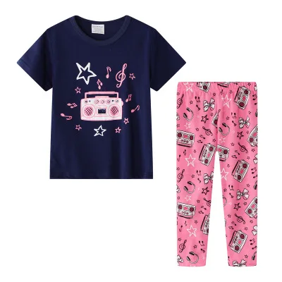 

kids pyjamas set cotton pink pattern girls pajamas, Pictures shows
