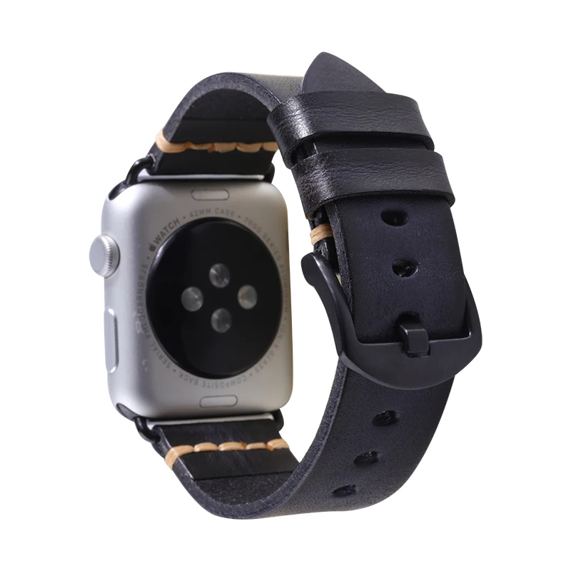 Handmade vintage replacement leather watchband for apple iwatch 38mm 42mm