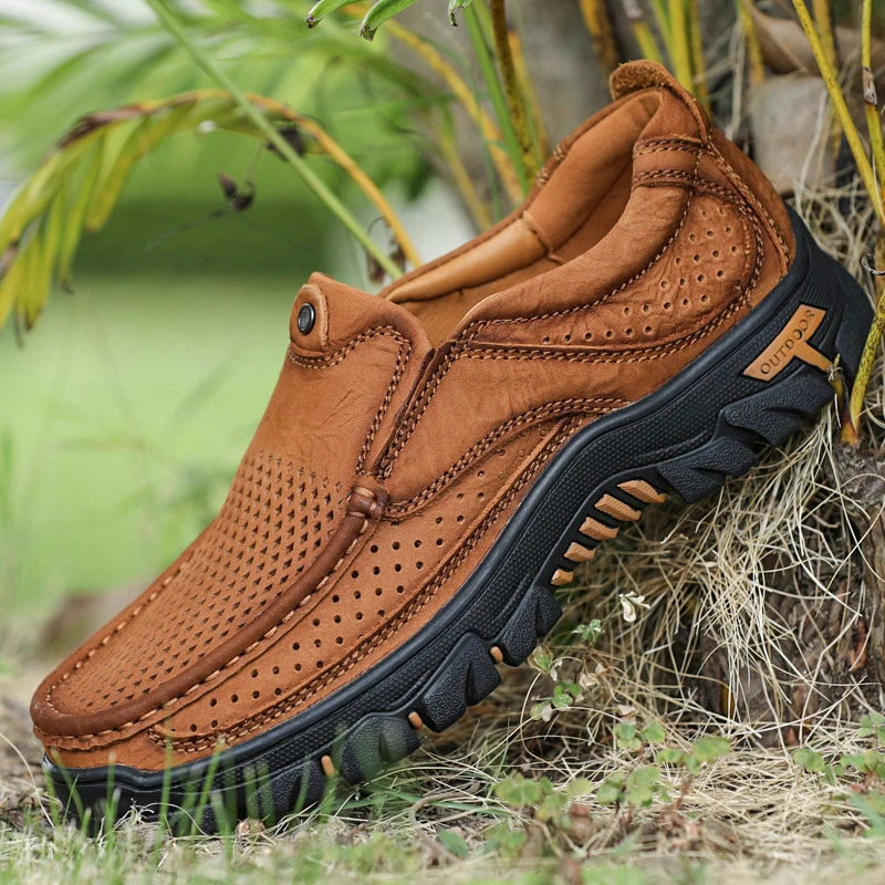 

NX293 Big Size Eu38-48 Men Genuine Leather Breathable Trekking Shoes High Quality Casual Shoes, As picture or custom