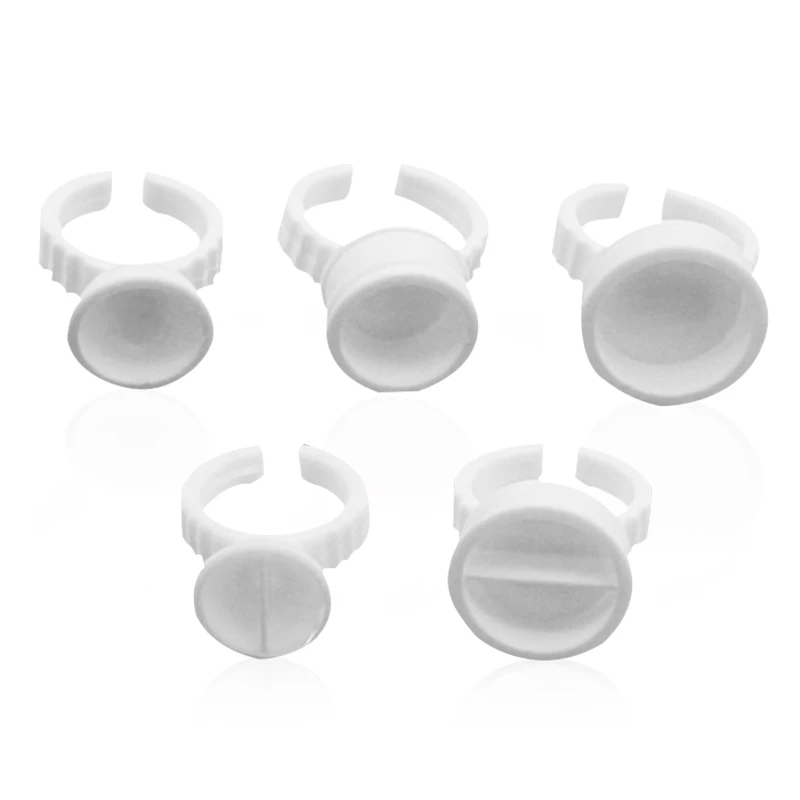 

High Quality Disposable Plastic Eyelash Glue Ring Cup Permanent Makeup Tattoo Ink Ring Cup, White