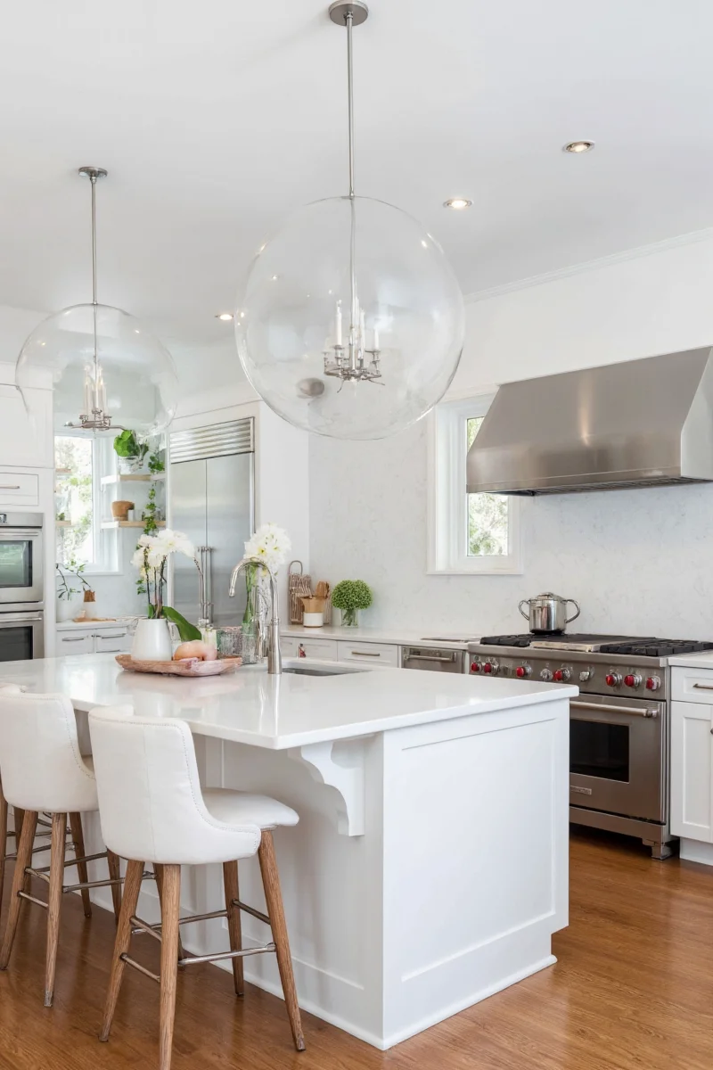 Cabinet organizers and pull-out drawers in a modern kitchen