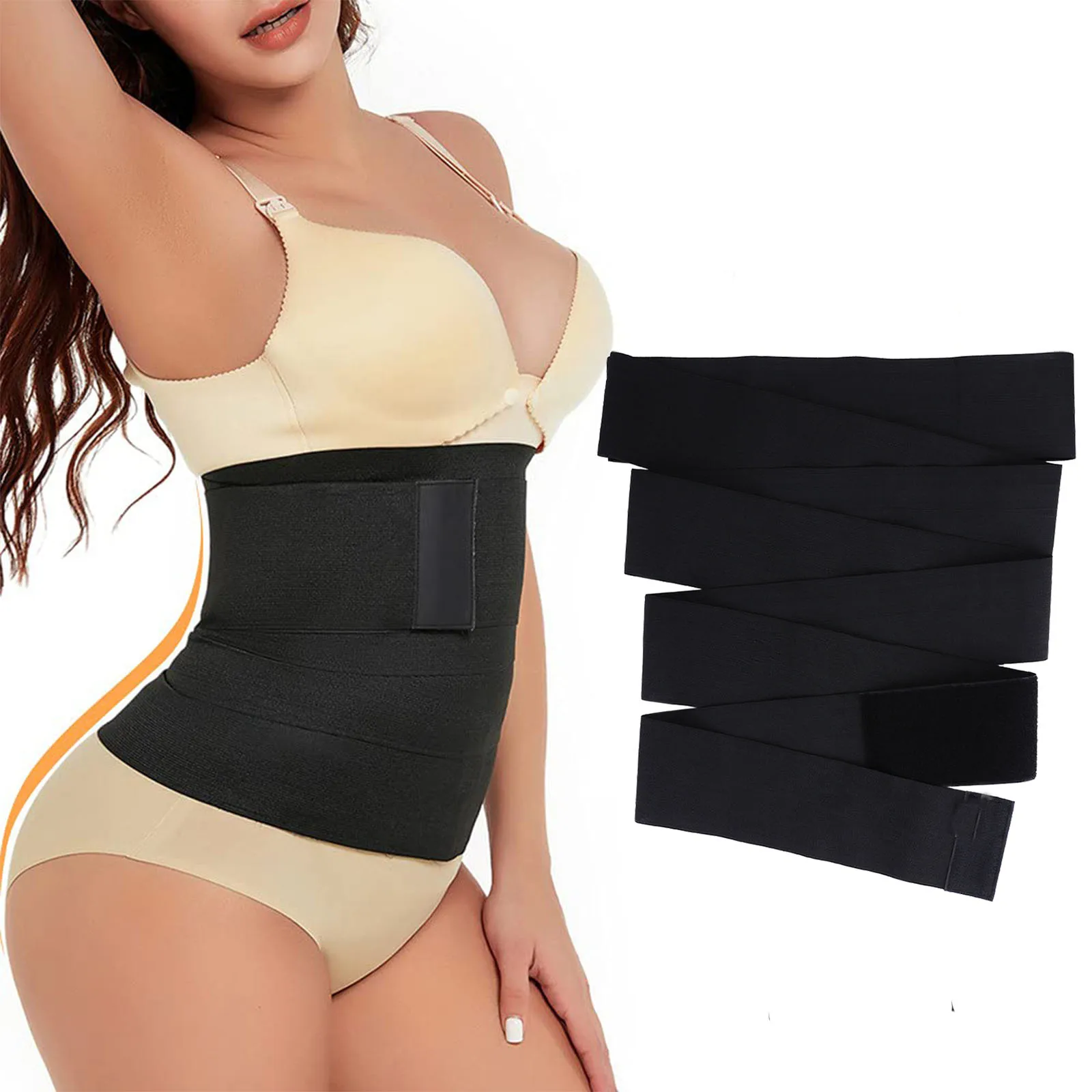 

Tiktok Quick Snatch Waist Bandage Training Lumbar Support Exercise Wrap Elastic Abdomen Trimmer Belt Woman Postpartum recovery, Black