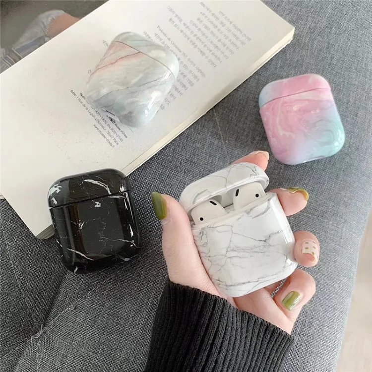 

Luxury Shell Hard PC Marble Earphone Case For Airpods 1 2 Cases Protective Case Wireless Headphone Cover