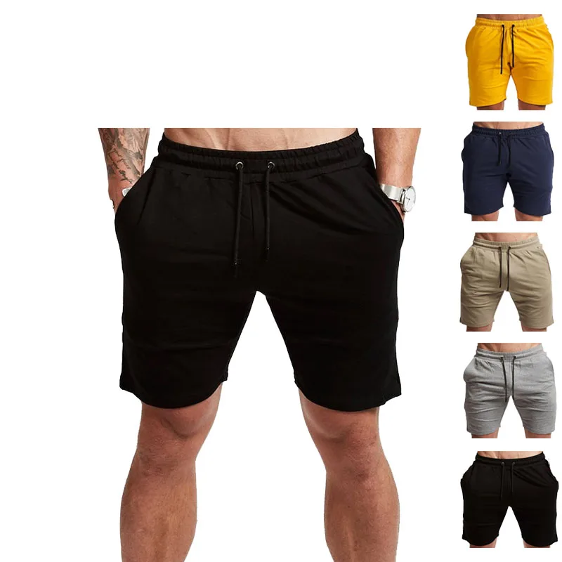 

Custom Logo Solid Color Blank Cotton Terry Sweat Short Pants Men Running Gym Men's Shorts, 5 color options