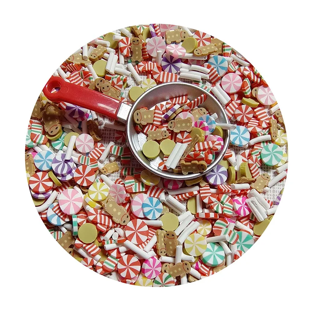 Christmas Theme Mints House Santa Snowflake  Clay Slices Mixture Sprinkles for Slime Decoration DIY Crafts