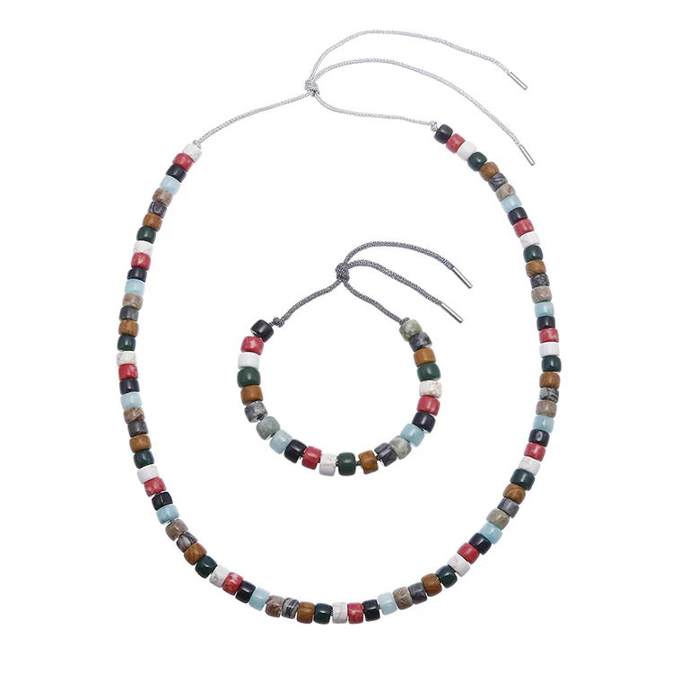 

New Design Fashion Natural Stone Jewelry Sets Women Necklace Bracelets for Women Daily Use, Colorful