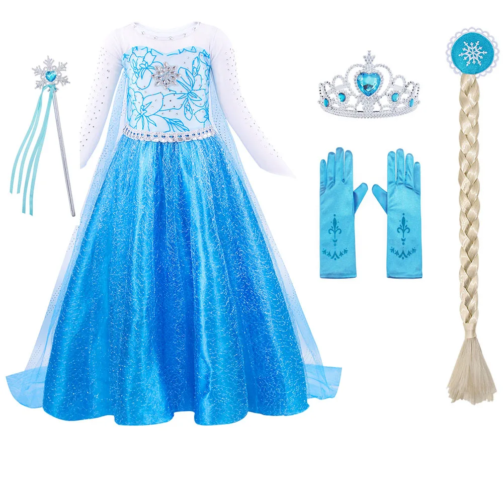 

Cosplay Costume princess elsa dresses With Princess Accessories, Blue
