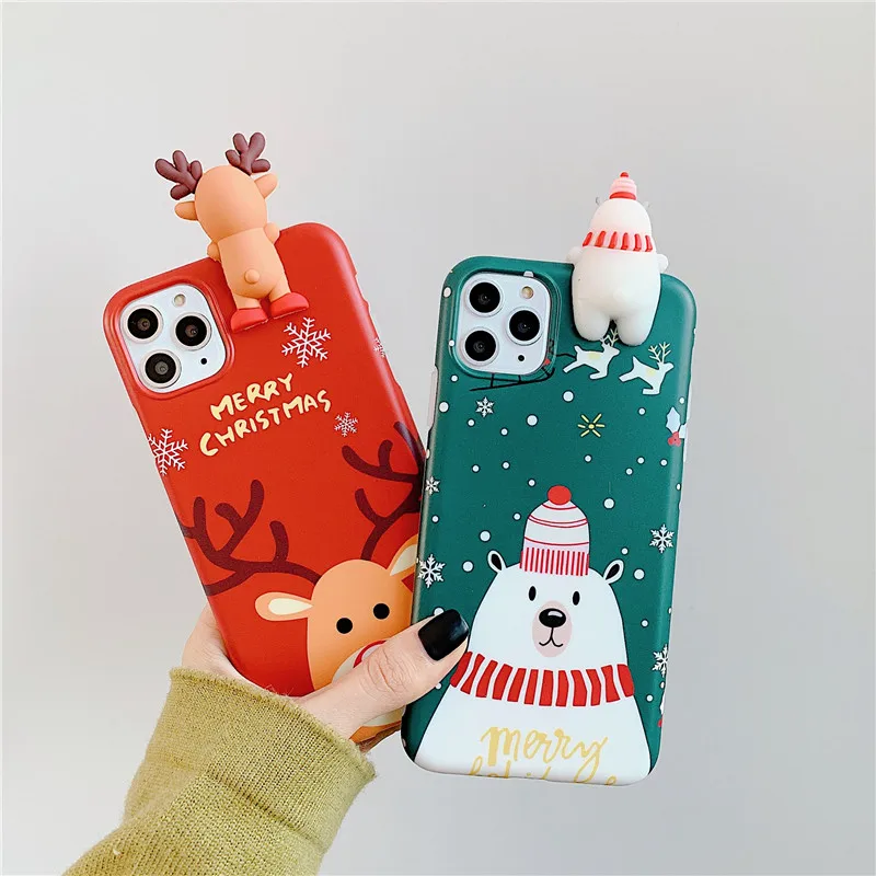 

3D Silicone IMD Bear Deer Christmas Back Phone Case For iPhone 12 Pro MAX