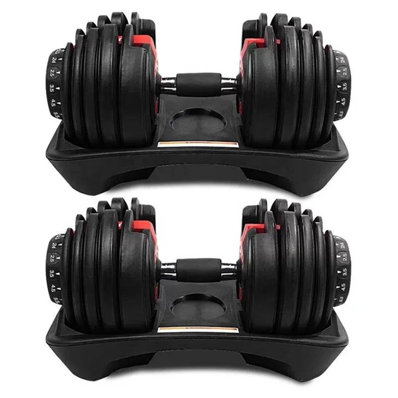 

24kg 52.5lb set of adjustable dumbbells bow flex dumbbells, Red+black