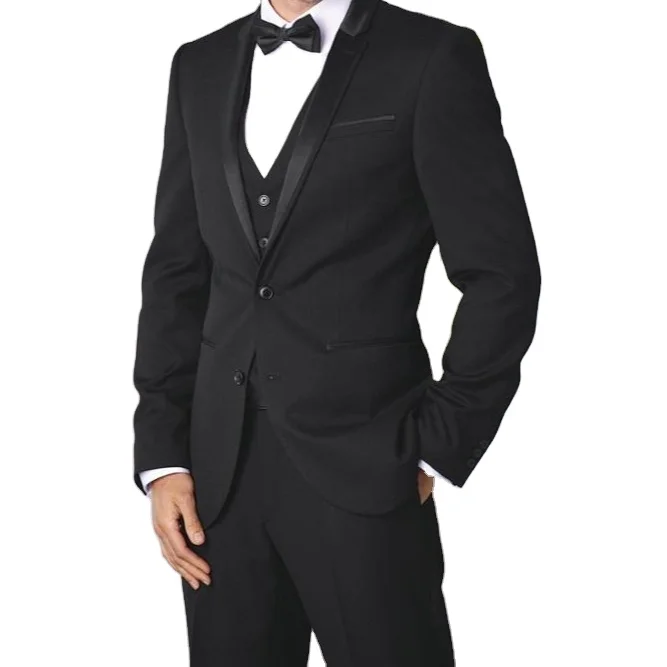 

Black Mens Suits Groom Tuxedos Formal Dinner Suits Wedding Wholesale Casual Business Suit For Men 3Pieces