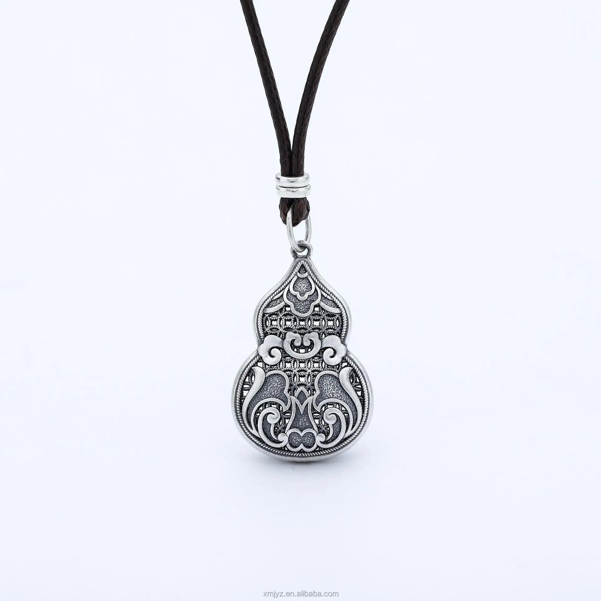 

Certified Pure Silver 999 Fu Lu Calabash Pendent Silk Hollow Relief Craft Retro Ornaments Car Hanging Keychain Gifts