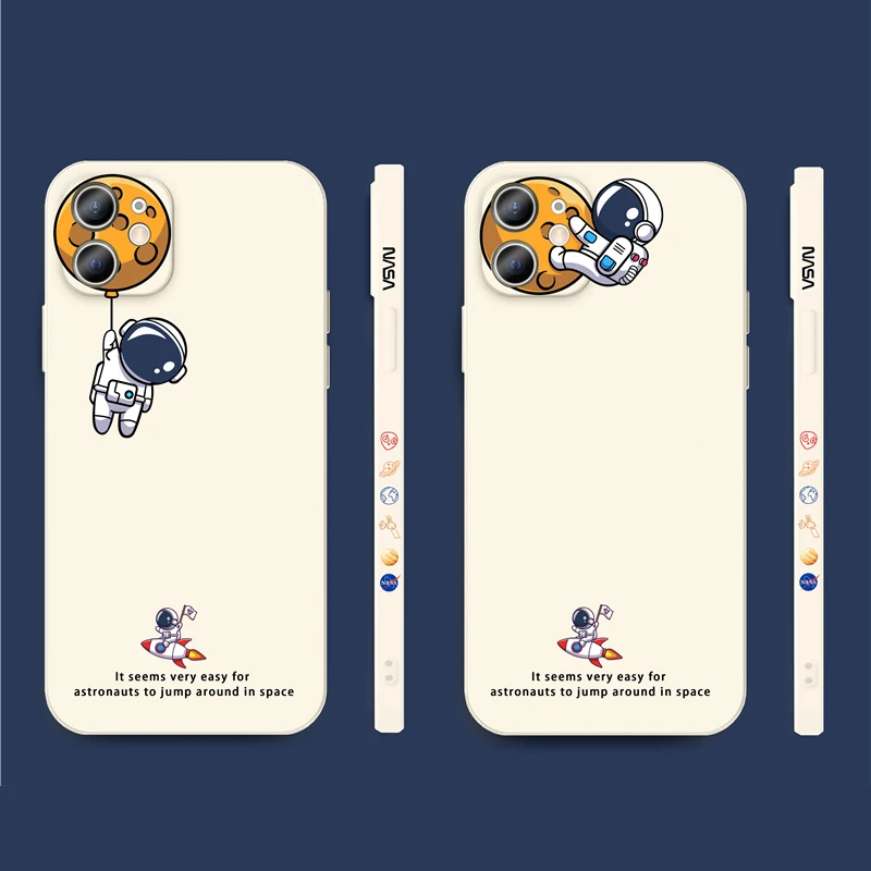

Newest Cute Painting Astronauts Cartoon Printed Patten Phone Case Back Cover for 6 7 8/8 plus x xs max 11 12 pro max, Colorful