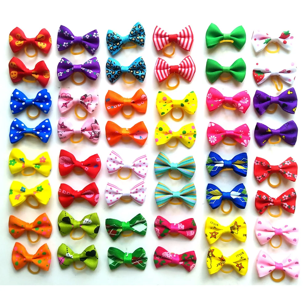 

Hot Sale Lovely Multi Color and Design Elastic Pet Dog Hair Bow