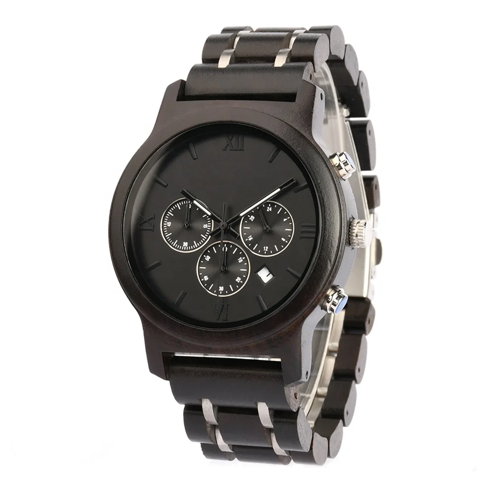 

Quartz Luxury Hand Watch Wholesale Custom Ebony Wooden Watches For Men