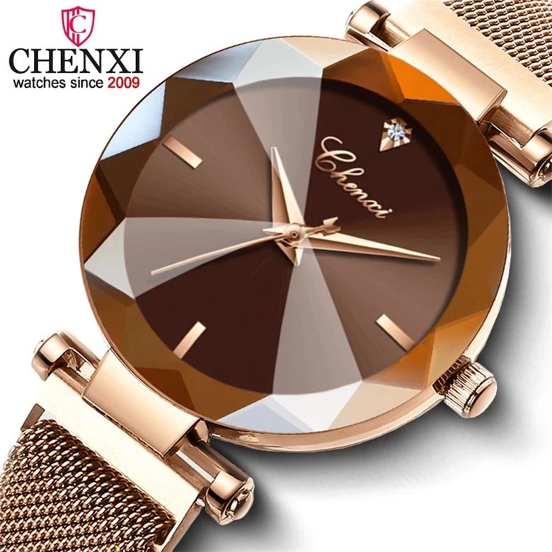 

CHENXI Brand Gem Cut Geometry Clock Wristwatches Ladies Luxury Quartz Watches Women's Dress Watch Woman Relogio Feminino 4 Color