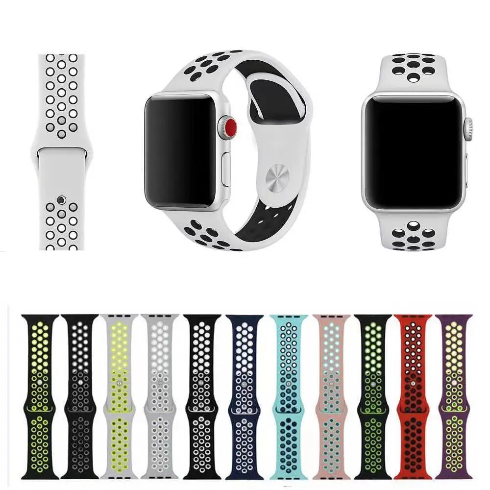 

Two Color Silicone Band Strap For Apple Watch 1/2/3/4/5 iWatch Sports Series 38/42mm 42/44mm