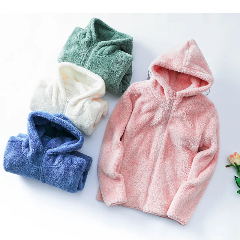 

2021 New Arrival Unisex Men Women Soft Lambswool Jacket Autumn And Winter Warm Fleece Jacket With Hoodie